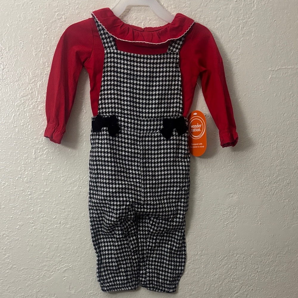Wonder Nation‎ Red and Black Kids Overalls